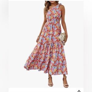 Pretty Garden - one shoulder floral dress